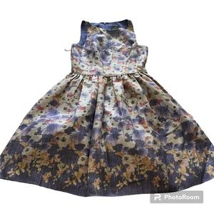 Adrianna Papell Fit Flare Floral Dress Size 6 Cotton/poly/nylon Shiny Finish